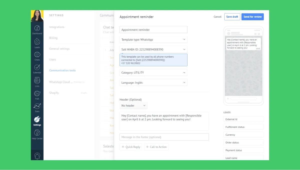 Påminnelser om möten: WhatsApp Business Automation