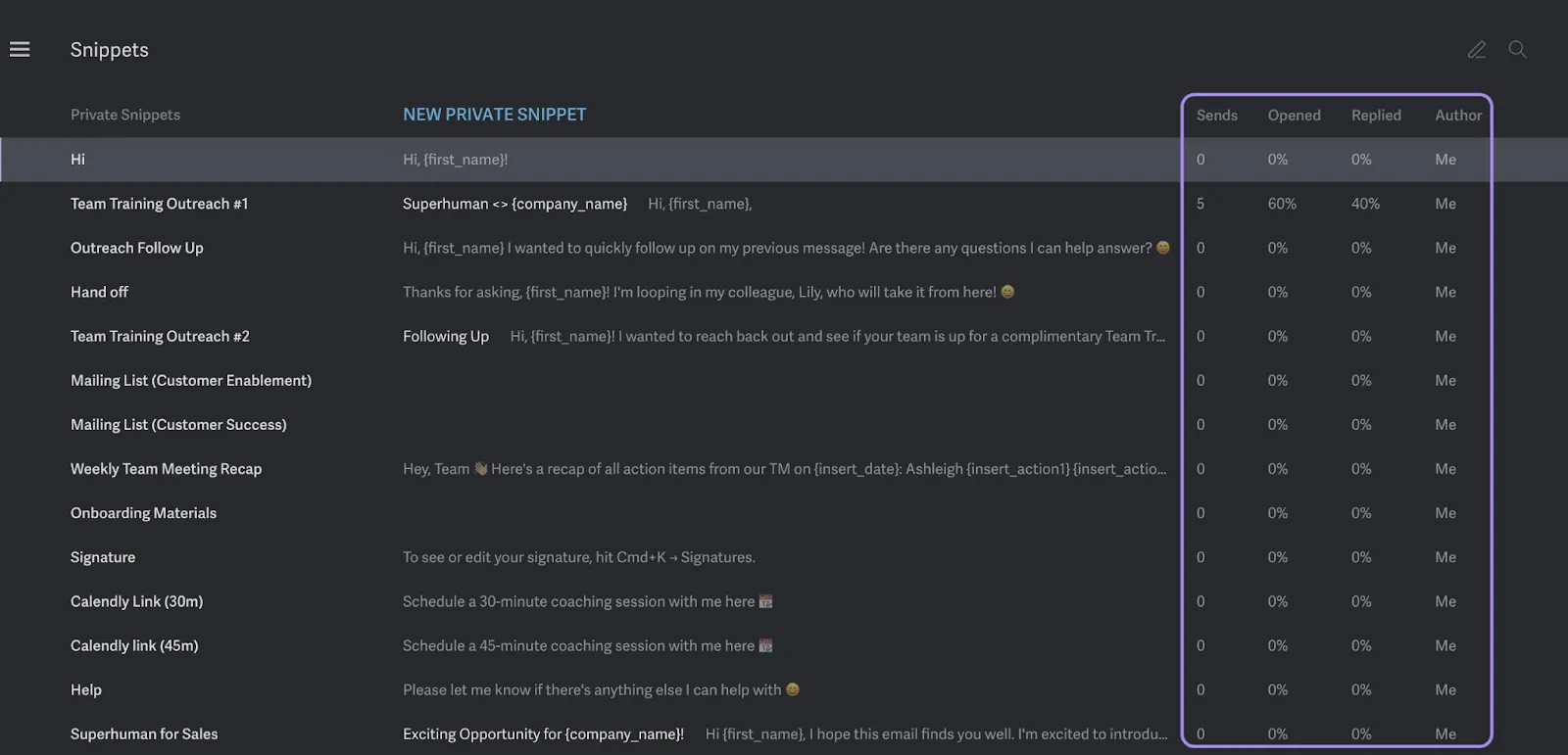 Interface de la version bureau de Superhuman