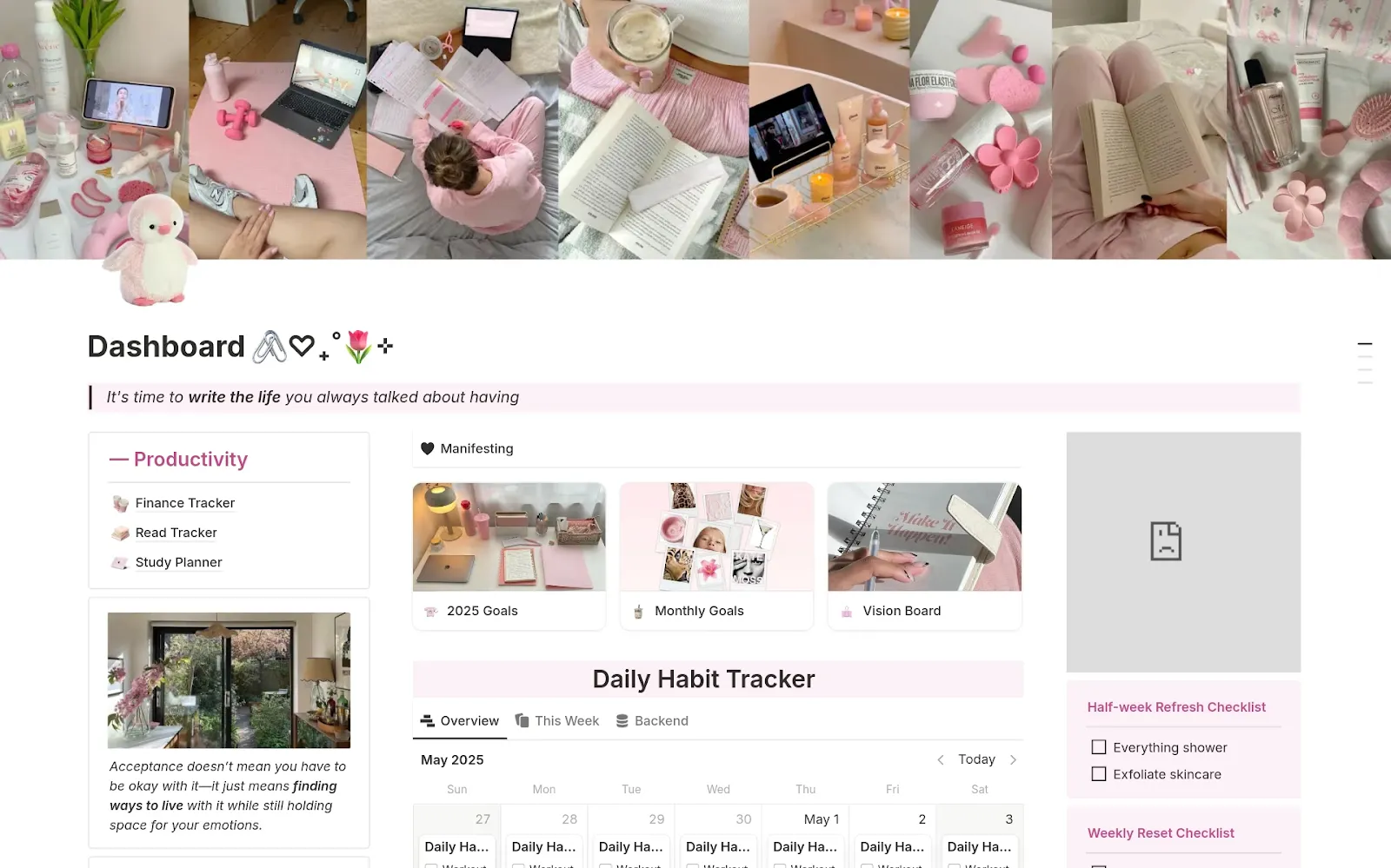 แดชบอร์ด – แพลนเนอร์ส่วนตัวผ่าน Notion – แม่แบบติดตามนิสัย Notion