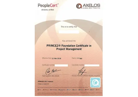 PRINCE2 sertifika örneği