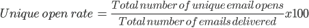 Formula del tasso di apertura unico