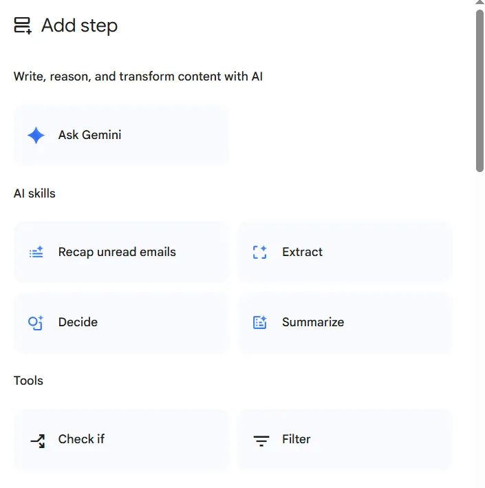 Adım 4 - Google Workspace Studio'yu kullanarak işleri otomasyonla otomatikleştirme