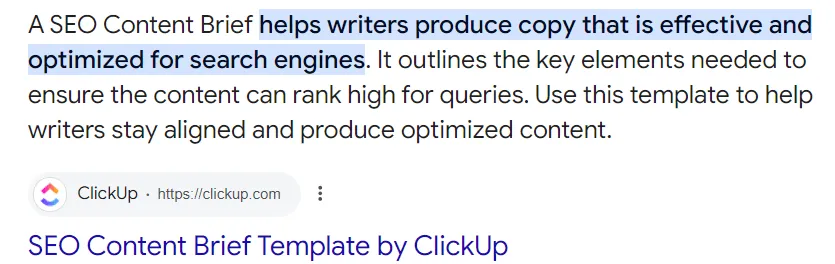 Modèle de brief de contenu SEO par ClickUp