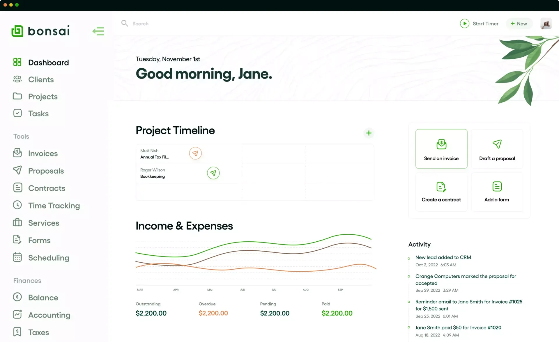 Hallo Bonsai-Dashboard