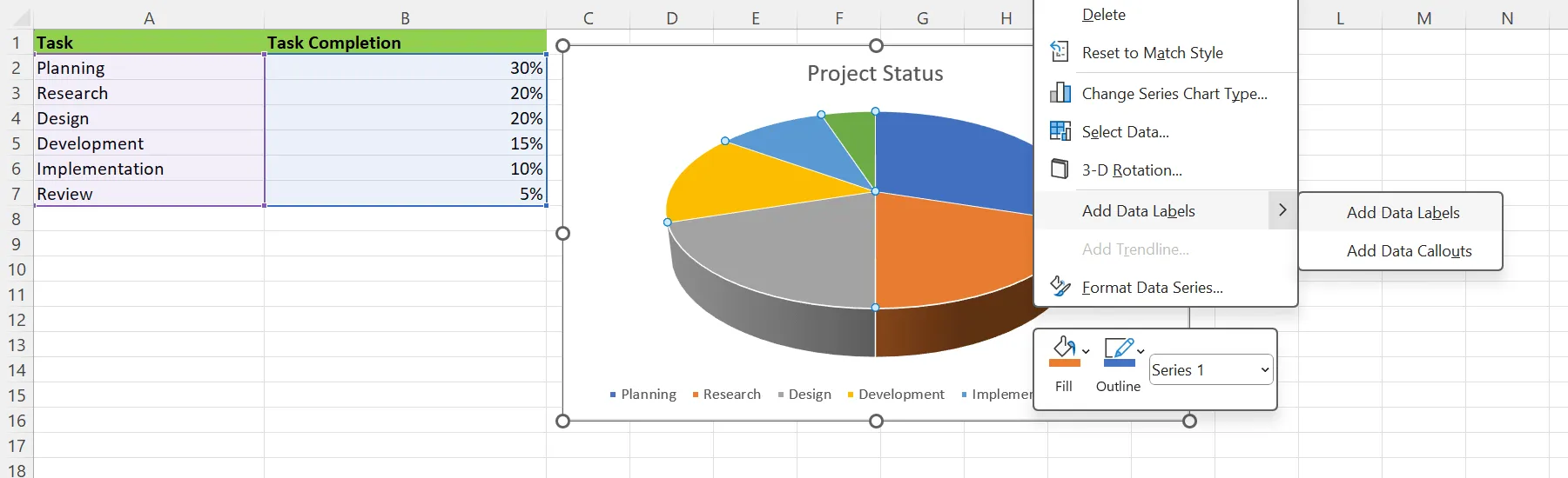 Hogyan készítsünk kördiagramot az Excelben? Clickup lépések