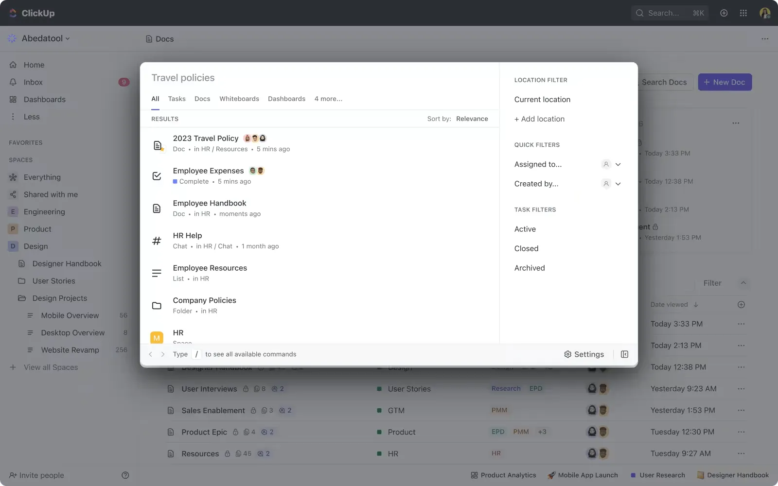 Pesquisa conectada do ClickUp_Casos de uso do Slack