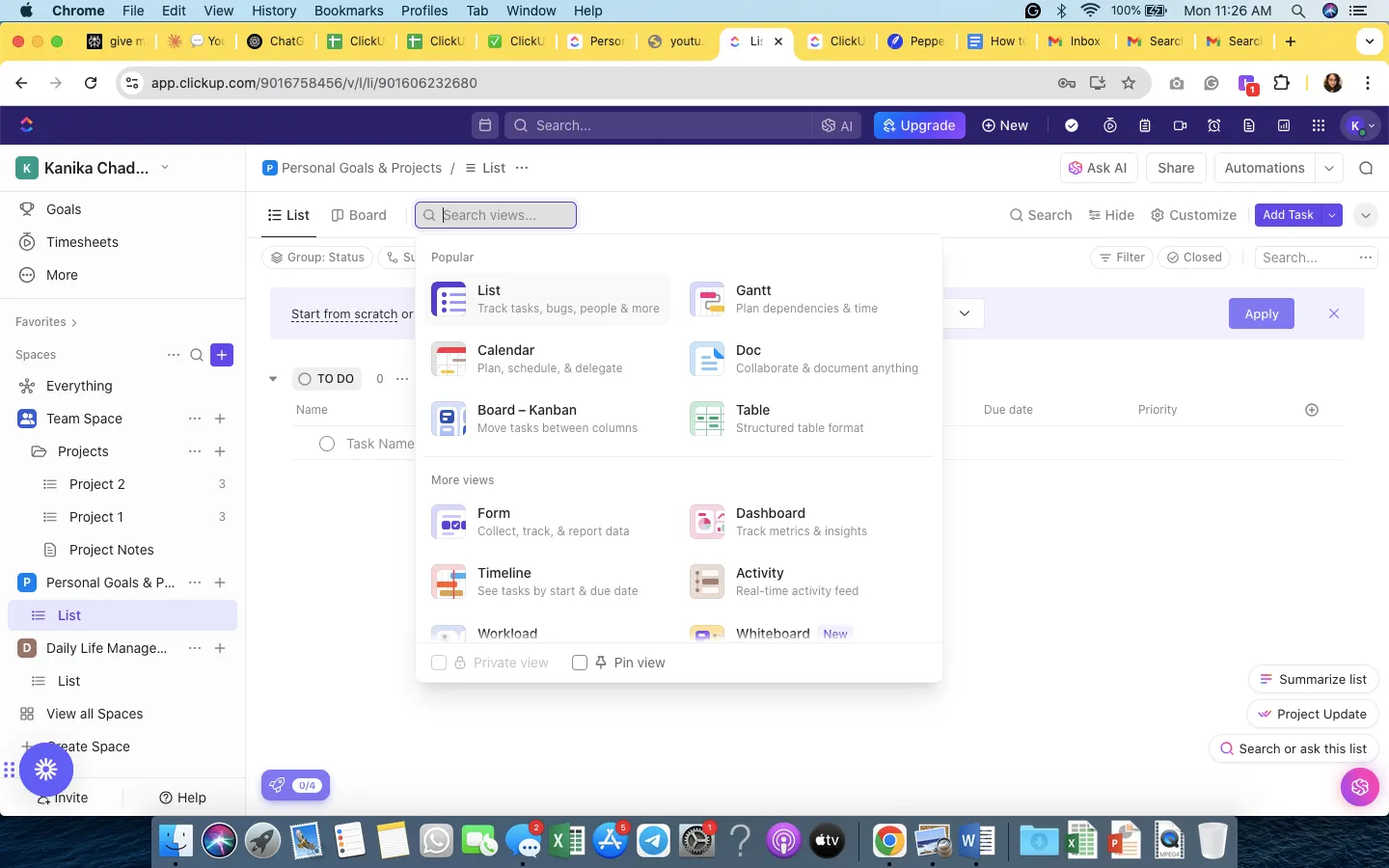 Comment créer une base de données dans Access : Créer une base de données dans la vue Tableur de ClickUp