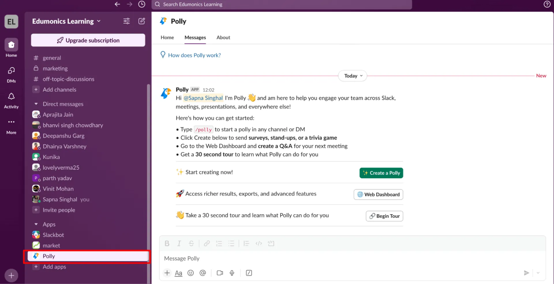 Slack Polly: Slack App Directory