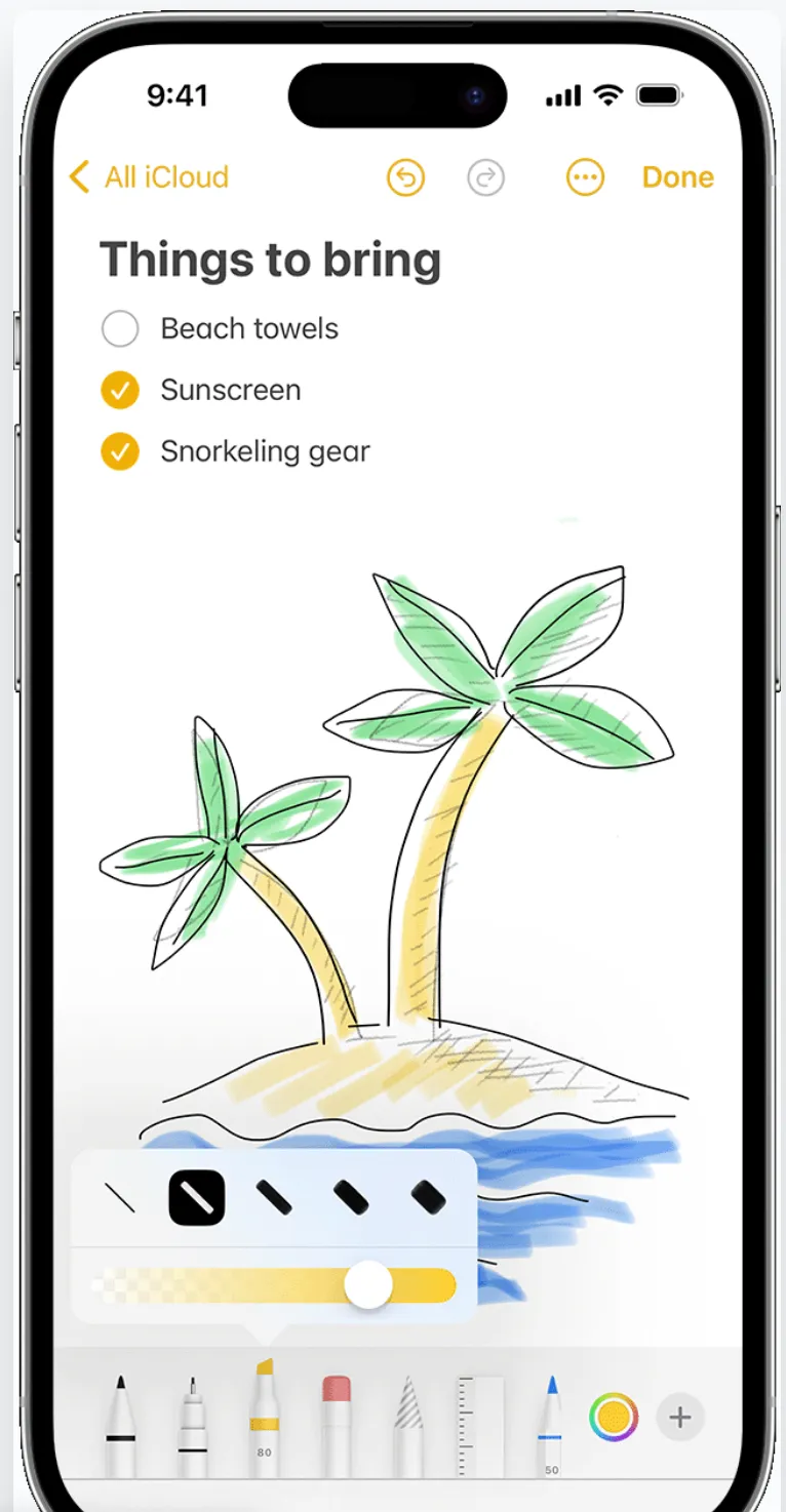 Kreslete přímo do Apple Notes
