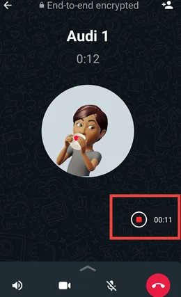 Como gravar chamadas do WhatsApp: Quando a chamada terminar, pare a gravação.