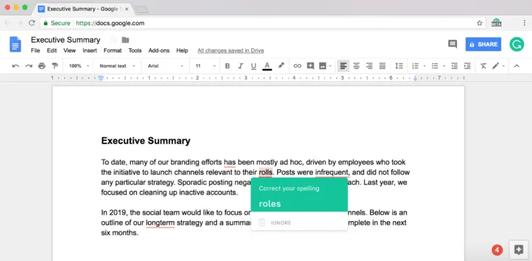 Usar Grammarly en los Documentos de Google