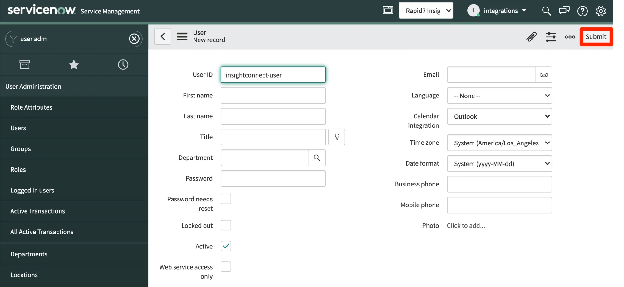 Painel do ServiceNow