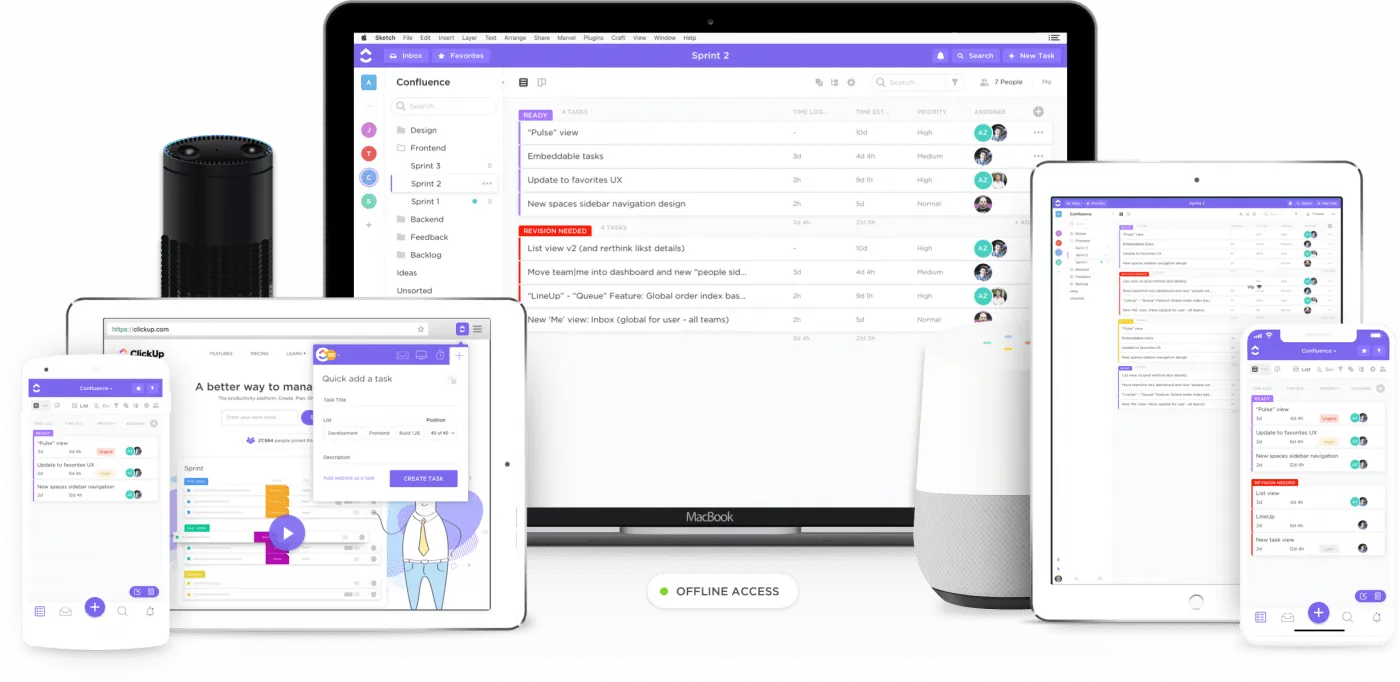 bộ ClickUp trên nhiều thiết bị điện tử
