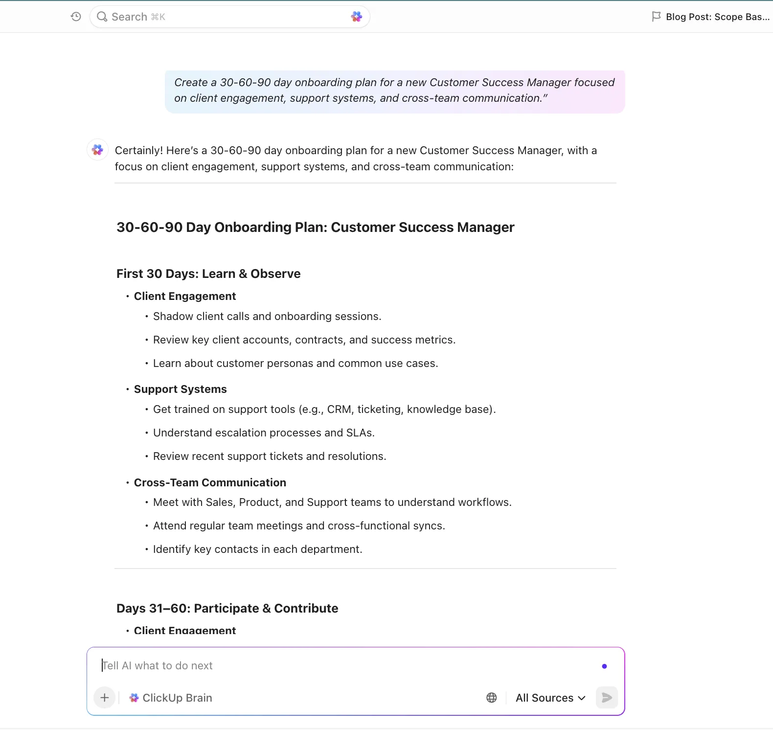 ClickUp Brain 4: Примери за използване на ChatGPT в областта на човешките ресурси