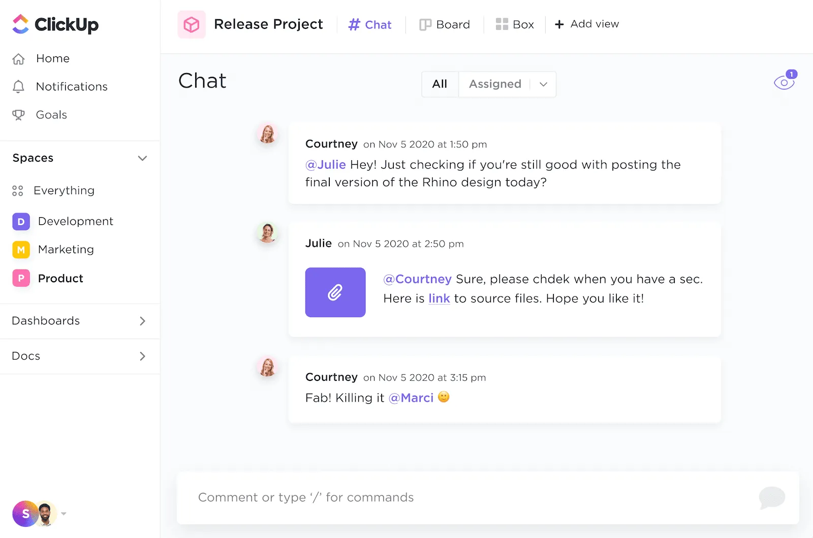 Chat de ClickUp