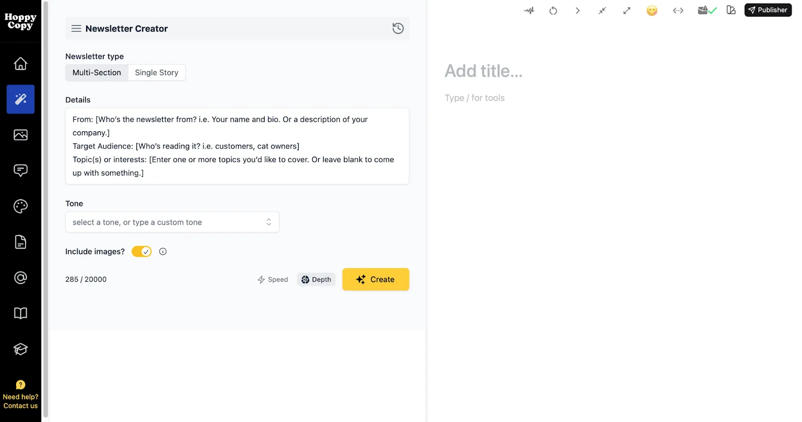 Générateur de newsletters HoppyCopy IA