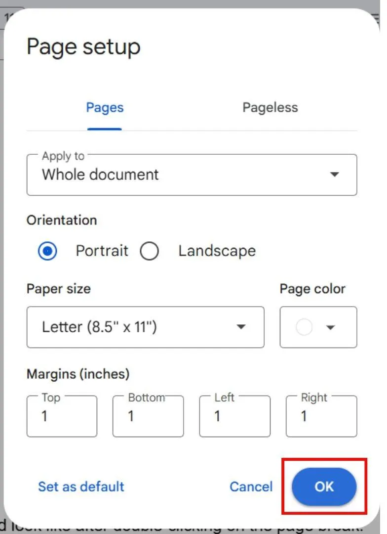 Onglet Pages : comment supprimer un saut de page dans Google Docs