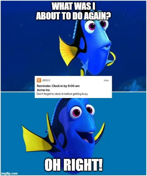 Meme sobre recordatorios para fichar