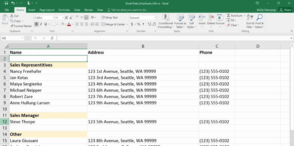 Tabellen in Excel