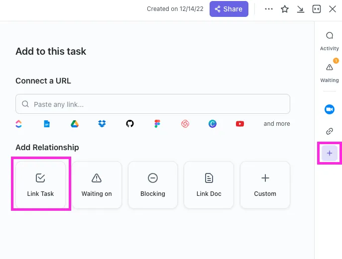 Kết nối các giao dịch, liên hệ và công ty với mối quan hệ ClickUp