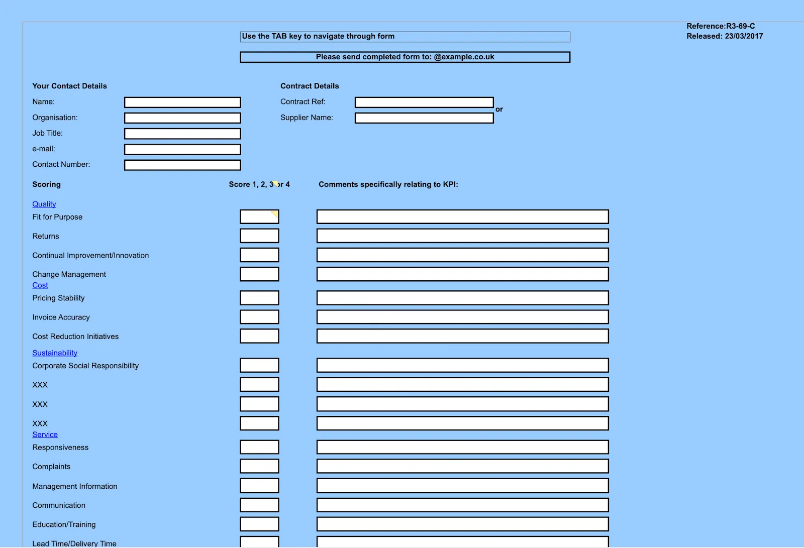 Mẫu thẻ điểm cân bằng đầy đủ trong Excel của Procurement Journey