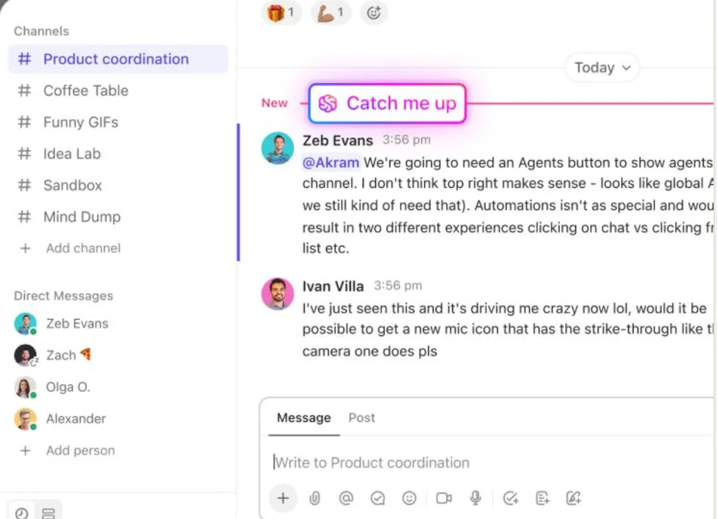 Halten Sie mich im ClickUp-Chat auf dem Laufenden.