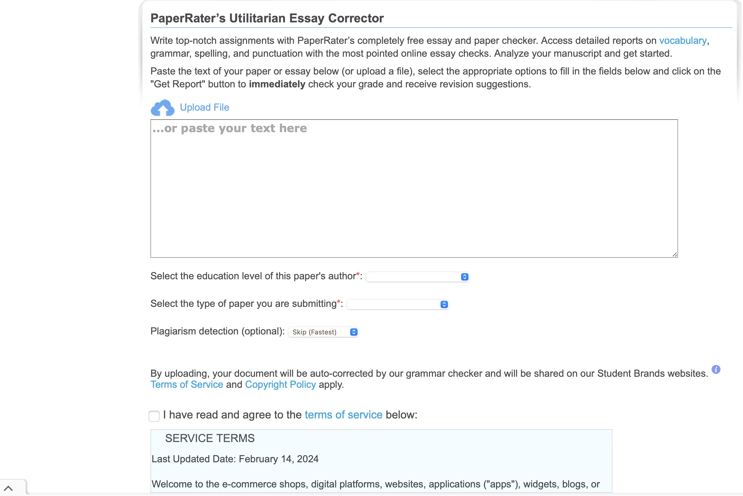 PaperRater-instrumentpanel