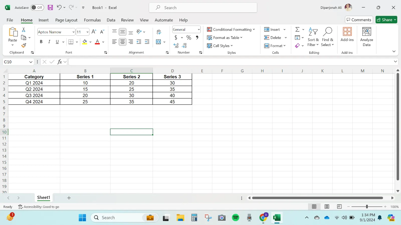 Thêm dữ liệu trong Microsoft Excel để tìm hiểu cách thêm biểu đồ cột xếp chồng trong Excel