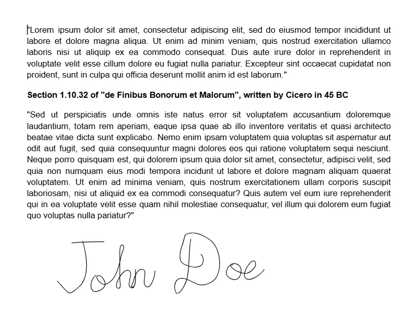 Beispiel für eine Signatur in Google Docs