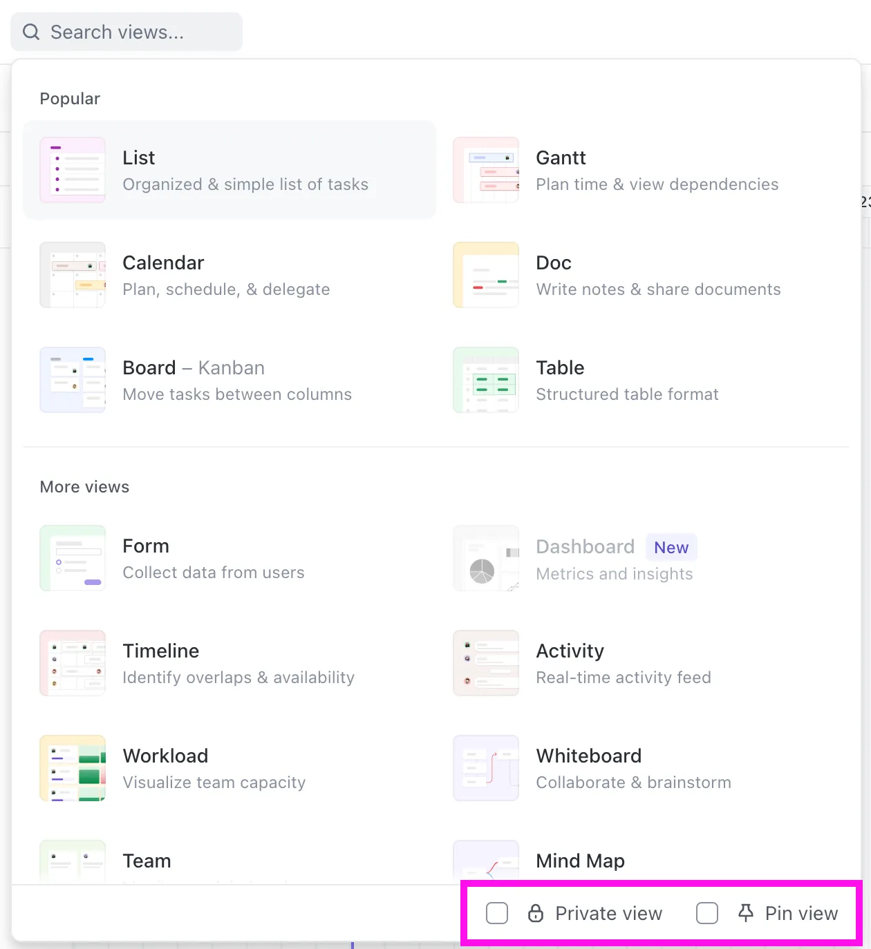 Chế độ xem hoạt động ClickUp