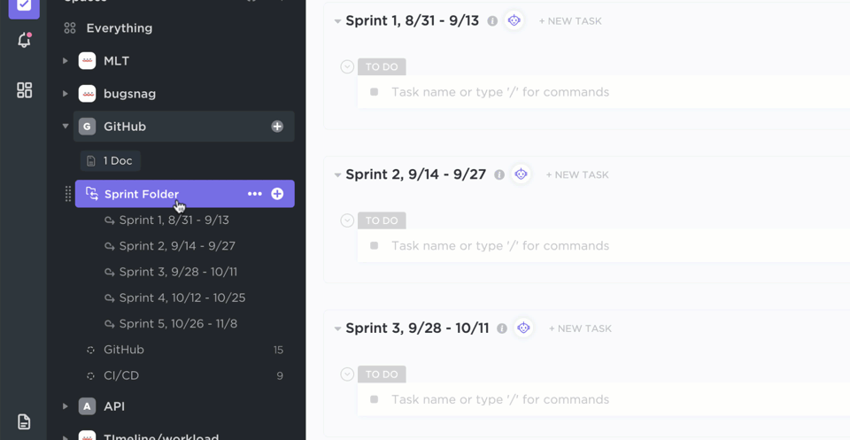 ClickUp sprints gif