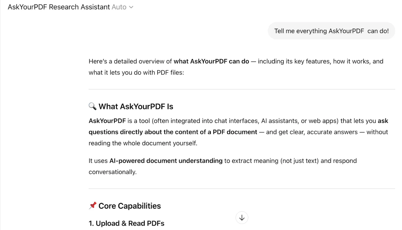 AskYourPDF Research Assistant(PDFの分析やインサイトの抽出に最適)