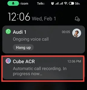 Faça uma chamada pelo WhatsApp para verificar se o Cube ACR está funcionando.