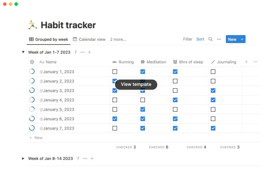 Yaşam planlama yazılımı: Notion'un alışkanlık takip şablonu