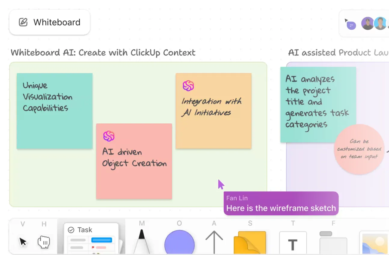 Visualizza le tue idee con le lavagne online ClickUp