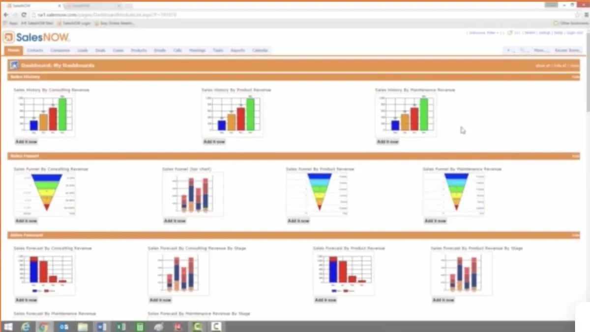 Das Dashboard von SalesNOW