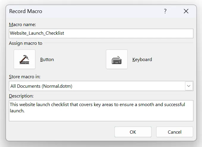 Skapa en checklista i MS Word med hjälp av makron