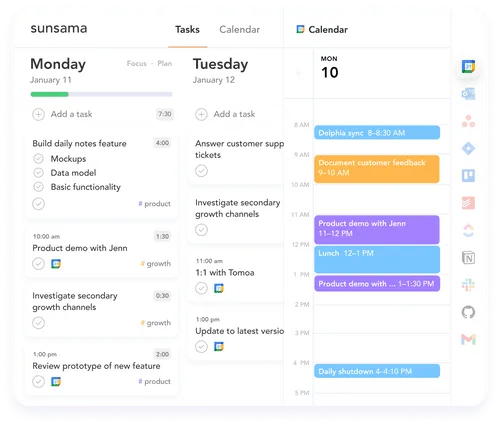 Výkonná integrace s Google Kalendářem – Sunsama vs. Todoist