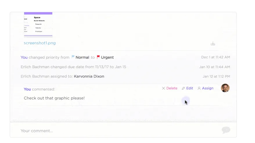 ClickUp megjegyzések