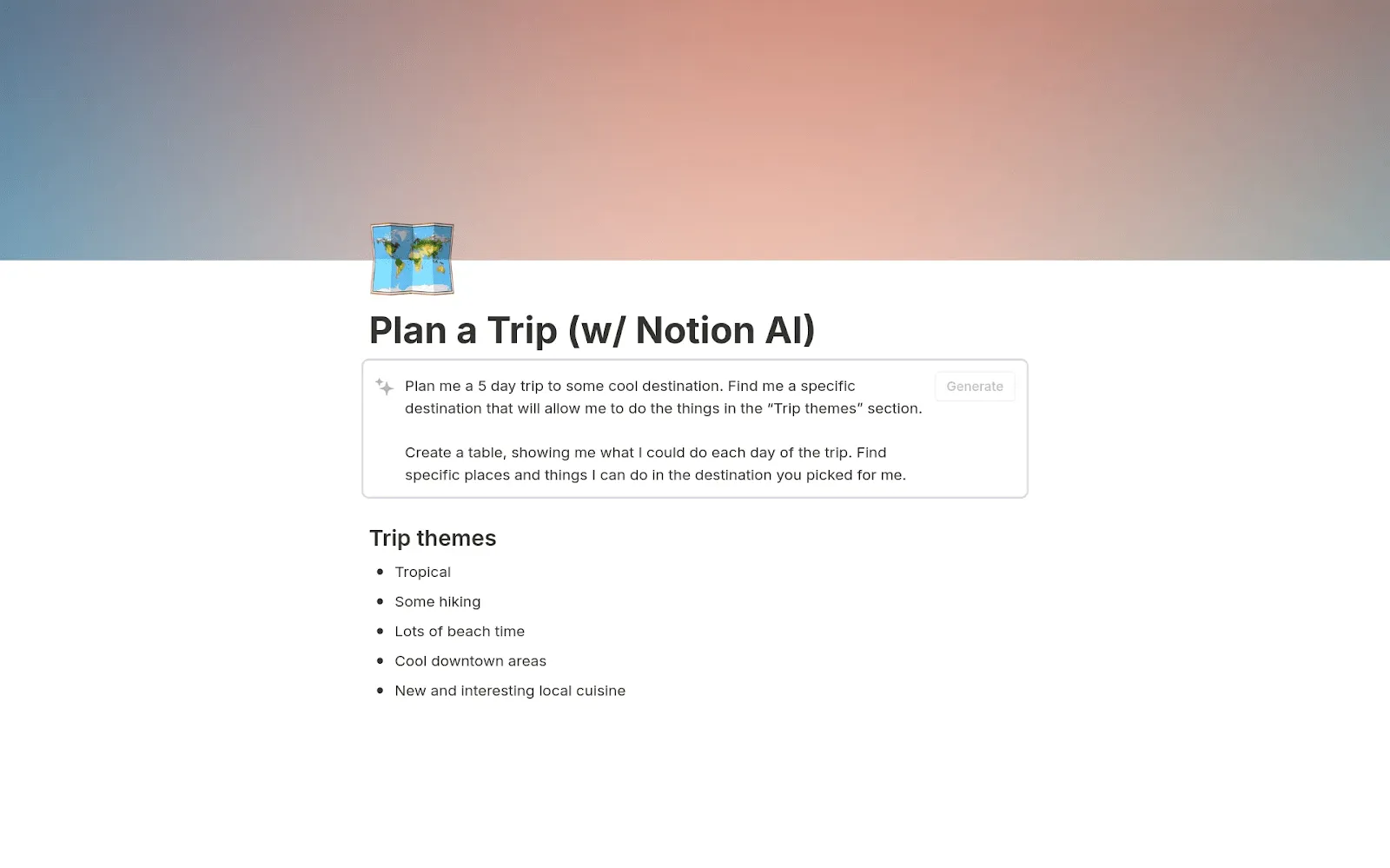 Modelo para planejar uma viagem com IA