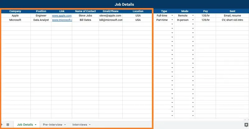 Spreadsheetpoint tarafından hazırlanan İş Arama Takip Çizelgesi Şablonu