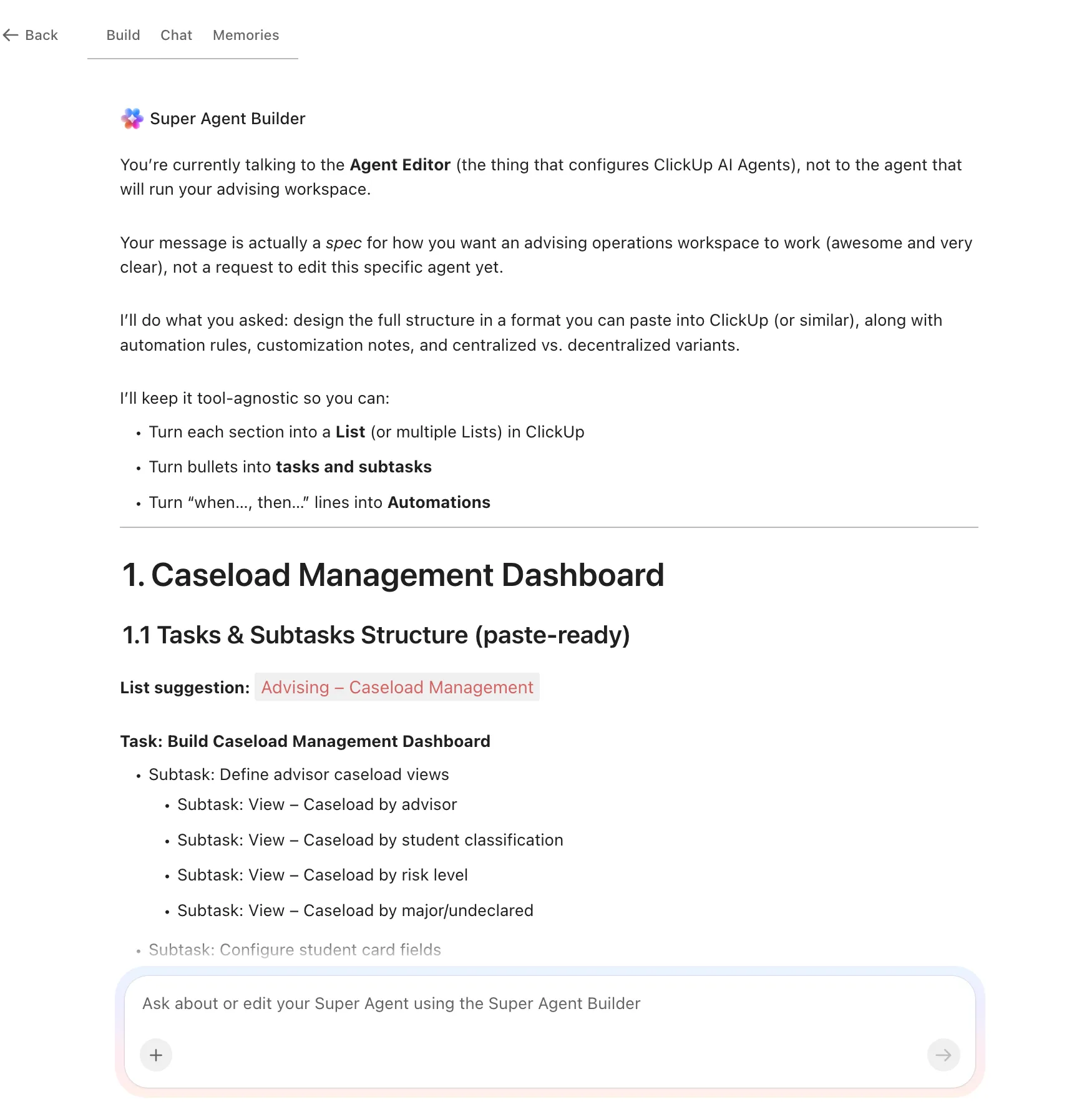 Agent Builder – Tanulmányi tanácsadás