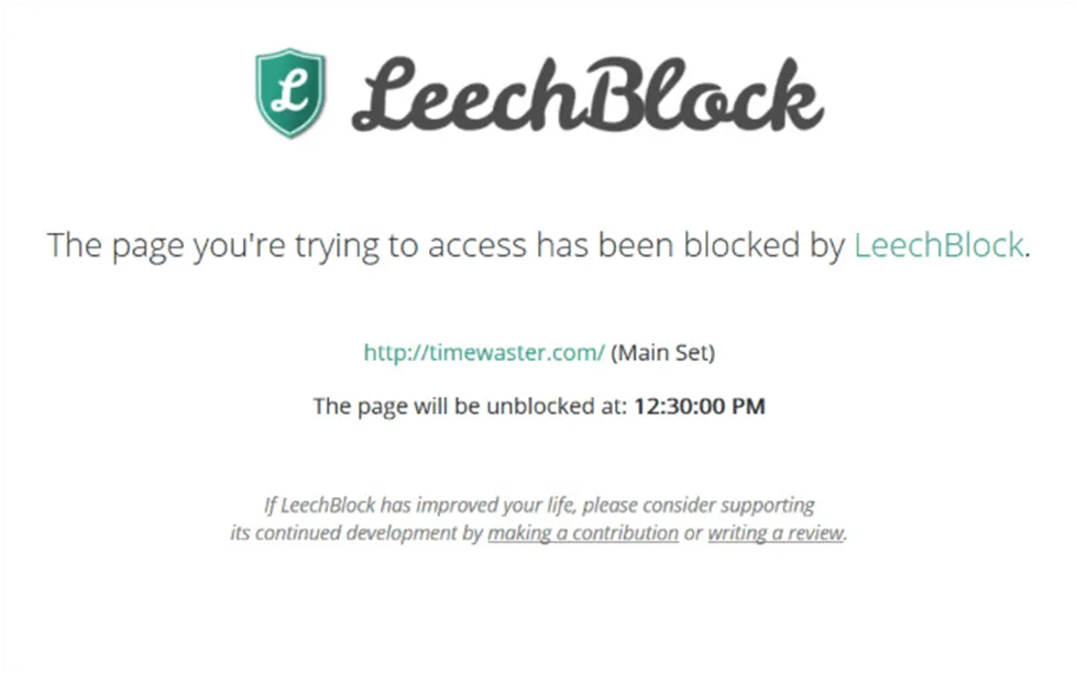 Blockieren Sie mit LeechBlock zeitraubende Websites, die Ihnen die Energie für Ihren Arbeitstag rauben können.
