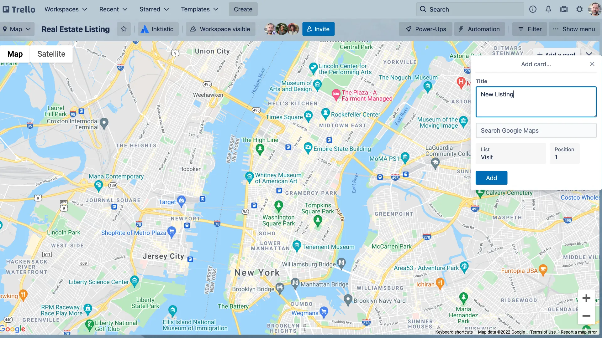 Vista Mappa in Trello: Trello vs Monday