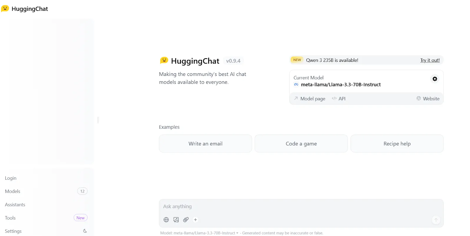 HuggingChat Dashboard_بديل Poe AI