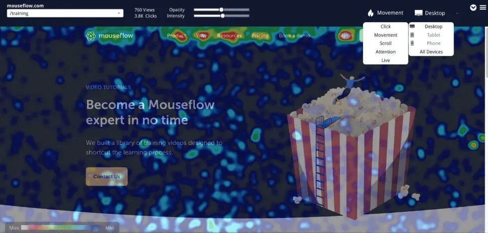 Mouseflow hőtérkép