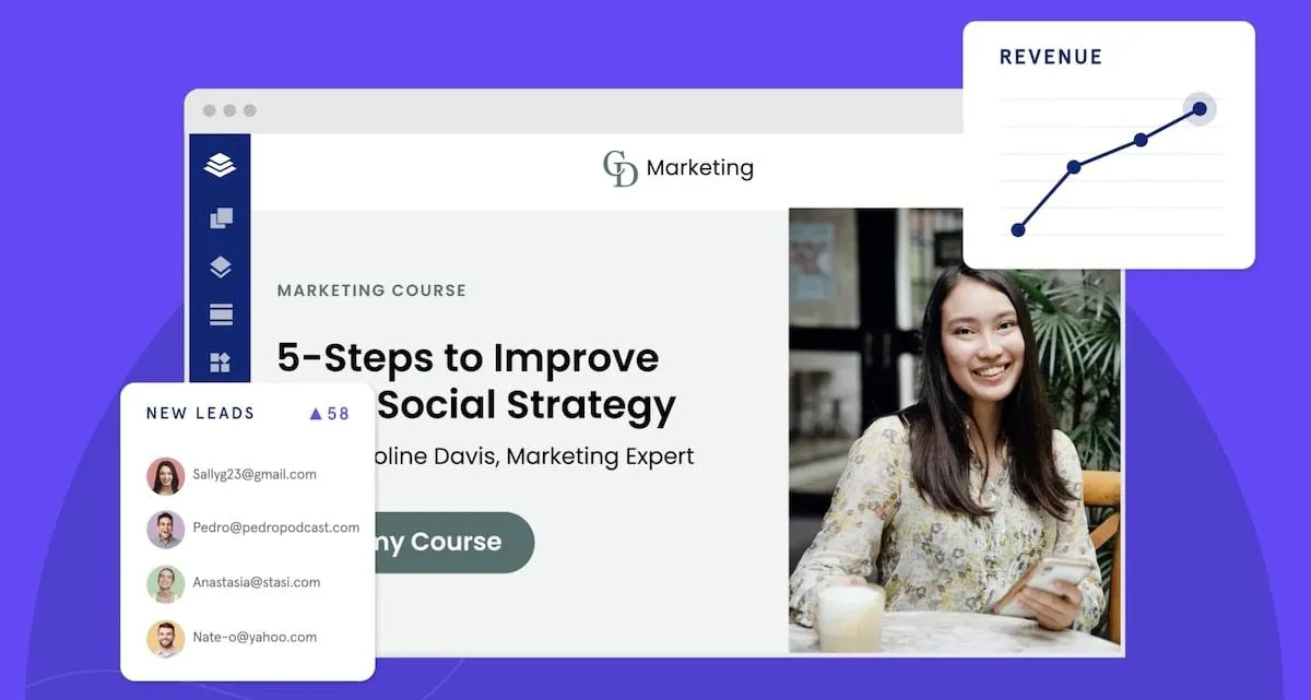 Logiciel de marketing B2B : statistiques LeadPages, nouveaux prospects et fonctionnalités de la page d'accueil
