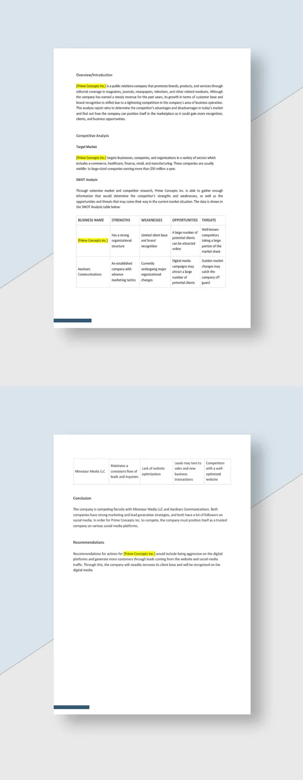 Modelo de análise competitiva da agência: Modelos de análise da concorrência Google Docs