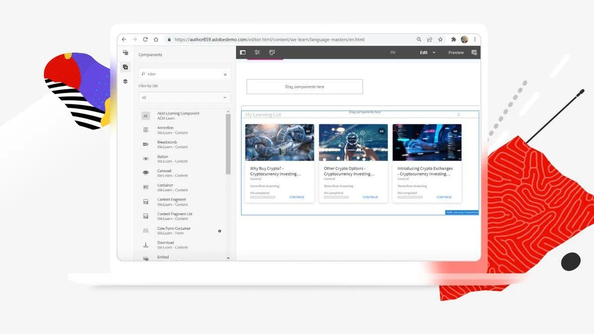 Tableau de bord Adobe Learning Manager