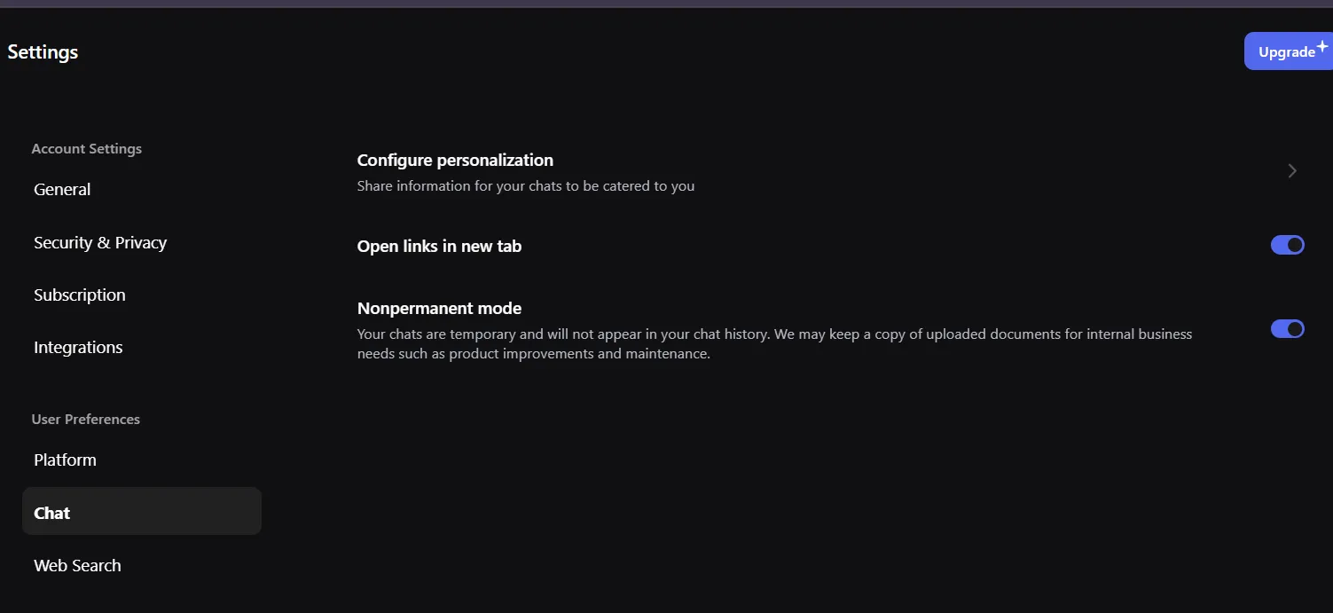 Chat personalization on you.com